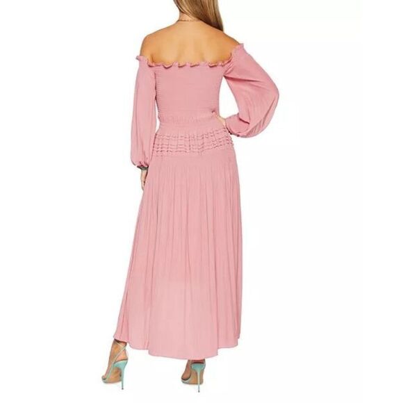 Ramy Brook NWT Anita Smocked Ruffle Midi Dress in Pink Size S - Picture 8 of 9